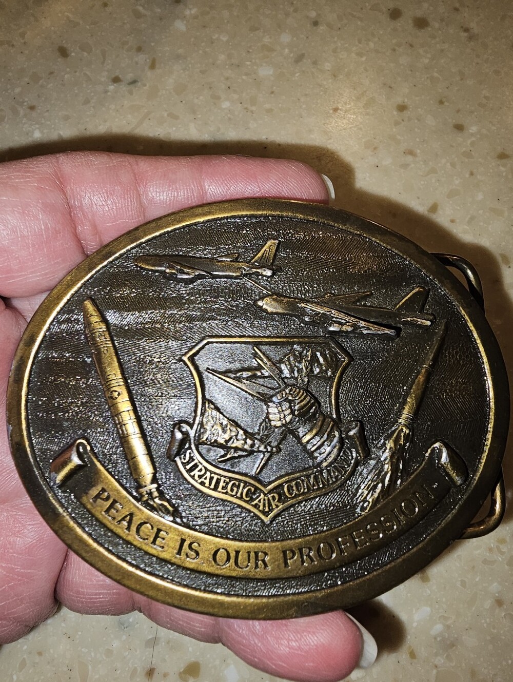Vintage 1982 Strategic Air Command SAC Belt Buckle Limited Edition 042B Brass